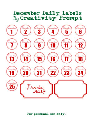 December Daily Labels