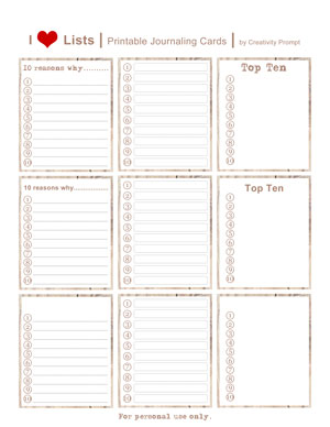 Free printable lists