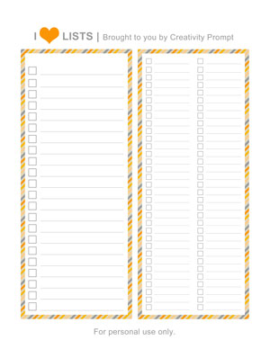 Free printable lists